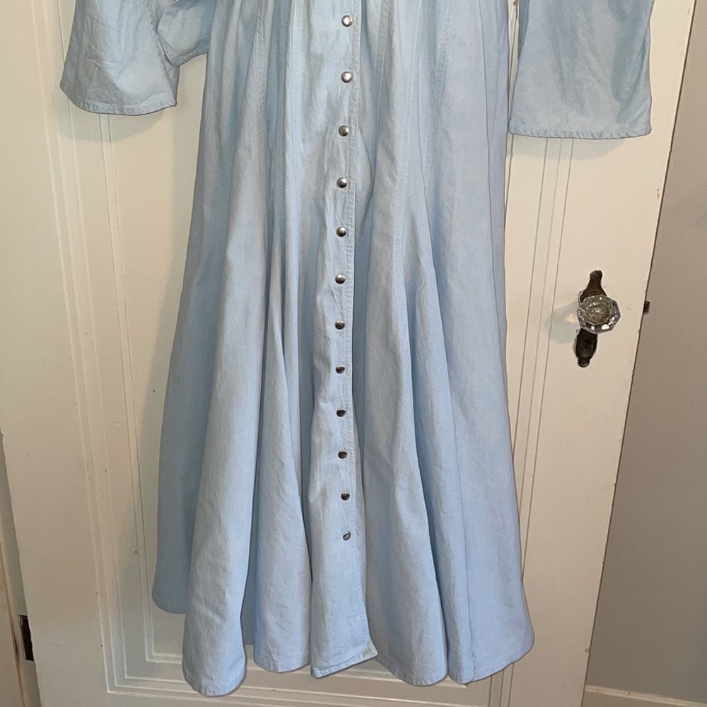 Vtg 80s/90s Karen Alexander light blue cotton western dress with‎ silver studs - Picture 9 of 16